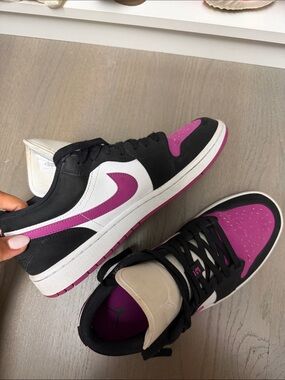 Jordan Low-Top Sneakers in Black, White & Magenta